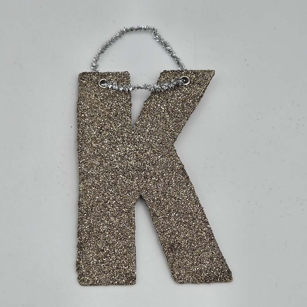 Vintage Bethany Lowe Pressed Glittered Paper Letter "K" Christmas Decor